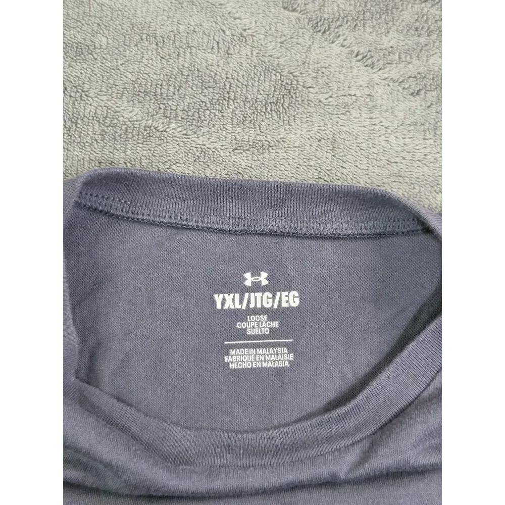 Under Armour T Shirt Young Size XL Long Sleeve Project Rock Purple Camo C39-20
